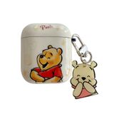 Apple AirPods 1 2 1. 2. Nesil Model Sarı Winnie The Pooh Bear Laugh Sevimli Sevimli Sevimli Kawaii Kız Çocuk Erkek Çocuk için Tılsım ve Anahtarlık ile Yumuşak TPU Kılıf