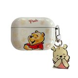 Apple AirPods Pro 2019 Model Sarı Winnie The Pooh Bear Laugh Sevimli Sevimli Sevimli Kawaii Kız Çocuk Erkek Çocuk için Tılsım ve Anahtarlık ile Yumuşak TPU Kılıf