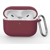 Apple Airpods Pro 3.nesil ile Uyumlu Esnek Silikon Koruyucu Kılıf + Askı Aparatı - AirPods Pro 3. Nesil - Mürdüm