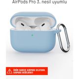 Apple Airpods Pro 3. Nesil Uyumlu Cihazınızı Darbelere Karşı Koruyan Silikon Kılıf - Açık Mavi
