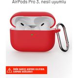 Apple Airpods Pro 3. Nesil Uyumlu Cihazınızı Darbelere Karşı Koruyan Silikon Kılıf - Kırmızı