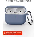 Apple Airpods Pro 3. Nesil Uyumlu Cihazınızı Darbelere Karşı Koruyan Silikon Kılıf - Lavendergrey