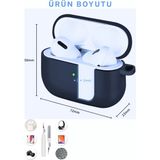 apple Airpods Pro/pro2 Kılıf Kapak Temizleme Kalemi ile Tam Koruyucu Silikon Kılıf , Ön LED Görünür - Pro 2 - Lacivert
