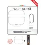 apple Airpods Pro/pro2 Kılıf Kapak Temizleme Kalemi ile Tam Koruyucu Silikon Kılıf , Ön LED Görünür - Pro 2 - Şeffaf
