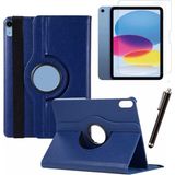 Apple iPad 10. Nesil / iPad A16 Uyumlu 10,9 Inç Tablet Kılıfı Cam Kalem Set - Lacivert