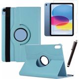 Apple iPad 10. Nesil / iPad A16 Uyumlu 10,9 Inç Tablet Kılıfı Cam Kalem Set - Mavi