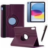 Apple iPad 10. Nesil / iPad A16 Uyumlu 10,9 Inç Tablet Kılıfı Cam Kalem Set - Mor