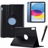 Apple iPad 10. Nesil / iPad A16 Uyumlu 10,9 Inç Tablet Kılıfı Cam Kalem Set - Siyah