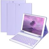 Apple iPad 7.8.9. Nesil 10.2 2021 ile Uyumlu Kılıf Kablosuz Bluetooth Türkçe Q Klavyeli Kılıfı (Tablet Değildir) A2602 A2603 A2604 A2605 (Lila)