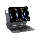 Apple iPad Air 11 M2-M3 2024/2025 ile Uyumlu Türkçe Q TouchPad Magic Keyboard Aydınlatmalı Klavyeli Tablet Kılıfı (Kahverengi)