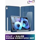 Apple iPad Air 5. Nesil 10.9 (2022) Kılıf Ekran Koruyucu ve Stylus Kalemli 3'ü 1 Arada Full Gear Set A2588 A2589 A2591 - Petrol Yeşili