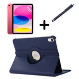 Apple iPad Mini 1 Mini 2 Mini 3 ile uyumlu Kılıf Dönen Tablet Kilifi Ekran Koruyucu+Kalem Lacivert