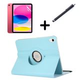 Apple iPad Mini 1 Mini 2 Mini 3 ile uyumlu Kılıf Dönen Tablet Kilifi Ekran Koruyucu+Kalem Mavi