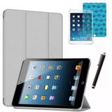 Apple iPad Mini 2 / Mini 3 Uyumlu Smart Cover Tablet Kılıfı Ekran Koruyucu Kalem Set - Gümüş