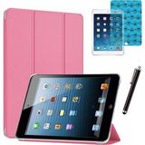 Apple iPad Mini 2 / Mini 3 Uyumlu Smart Cover Tablet Kılıfı Ekran Koruyucu Kalem Set - Pembe