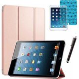 Apple iPad Mini 2 / Mini 3 Uyumlu Smart Cover Tablet Kılıfı Ekran Koruyucu Kalem Set - Rose Gold