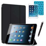 Apple iPad Mini 2 / Mini 3 Uyumlu Smart Cover Tablet Kılıfı Ekran Koruyucu Kalem Set - Siyah