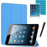 Apple iPad Mini 2 / Mini 3 Uyumlu Smart Cover Tablet Kılıfı Ekran Koruyucu Kalem Set - Turkuaz