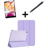 Apple iPad Pro 11 1. 2. 3. 4. Nesil Kılıf Set Pu Deri Smart Tablet Kilifi Ekran Koruyucu + Kalem - iP Pro 11 - Lila