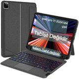 Apple Ipad Pro 11 2024 M4 Çipli Case Klavye Mag Touchpad Klavyeli Standlı Kılıf A2836 A2837 - Siyah