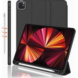 Apple Ipad Pro 4. Nesil M2 2022 11 Inç Tablet Uyumlu Kılıf Uyku Modlu Kalem Bölmeli Silikon Koruyucu - Siyah