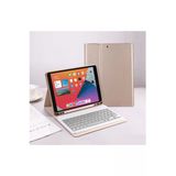 Apple Ipad Pro 4. Nesil M2 2022 11 Inç Uyumlu Bluetooth Klavyeli Kılıf Kalem Bölmeli (Türkçe Klavye) - Gold