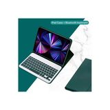 Apple Ipad Pro 4. Nesil M2 2022 11 Inç Uyumlu Bluetooth Klavyeli Kılıf Kalem Bölmeli (Türkçe Klavye) - Koyu Yeşil
