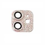 Apple iPhone 11 Full ile uyumlu Taşlı Kamera Lens Koruyucu Çerçeveli Koruyucu CL-08 Pembe