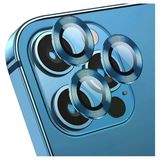 Apple iPhone 11 Pro Kamera Koruyucu Lens Mercek Metal Çerçeveli 3lü Set Mavi Blue