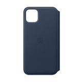 Apple iPhone 11 Pro Max için Deri Folyo Kılıf - Derin Mavi