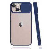 Apple iPhone 11 Pro Max ile uyumlu Kılıf Slayt Sürgülü Arkası Buzlu Lensi Kapak - Lacivert