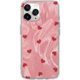 Apple iPhone 11 Pro Max Uyumlu Kılıf Zebana Pink Heart Silikon Kılıf Kırmızı