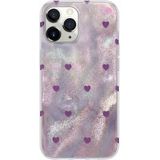 Apple iPhone 11 Pro Max Uyumlu Kılıf Zebana Pink Heart Silikon Kılıf Lila