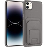 Apple iPhone 11 Uyumlu Kılıf Zebana Flexstand Kartlıklı Silikon Kılıf Gri