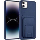 Apple iPhone 11 Uyumlu Kılıf Zebana Flexstand Kartlıklı Silikon Kılıf Lacivert