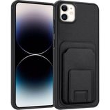 Apple iPhone 11 Uyumlu Kılıf Zebana Flexstand Kartlıklı Silikon Kılıf Siyah