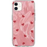 Apple iPhone 11 Uyumlu Kılıf Zebana Pink Heart Silikon Kılıf Kırmızı