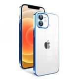 Apple İphone 12 Kilif Kamera Korumali Renkli Cerceveli Garaj Kapak - Saks Mavi