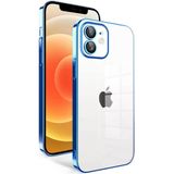 Apple İphone 12 Kılıf Kamera Korumalı Renkli Çerçeveli Mnc Garaj Kapak-Saks Mavi