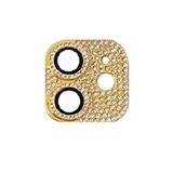 Apple iPhone 12 Mini Full ile uyumlu Taşlı Kamera Lens Koruyucu Çerçeveli Koruyucu CL-08 Gold