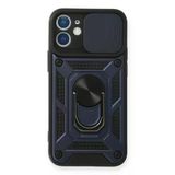 Apple İphone 12 Mini Kılıf Pars Lens Yüzüklü Silikon - Lacivert