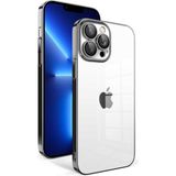 Apple İphone 12 Pro Kilif Kamera Korumali Renkli Cerceveli Garaj Kapak - Siyah