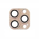 Apple iPhone 12 Pro Max Full ile uyumlu Taşlı Kamera Lens Koruyucu Çerçeveli Koruyucu CL-08 Pembe