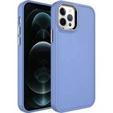 Apple İphone 12 Pro Max Kılıf Metal Çerçeve Ve Buton Tasarımlı Sert Mnc Botox Kapak-Lavendery Gray