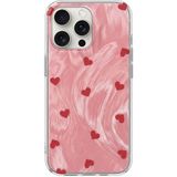 Apple iPhone 12 Pro Max Uyumlu Kılıf Zebana Pink Heart Silikon Kılıf Kırmızı