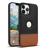 Apple iPhone 12 Pro Max Zebana Business Deri Kılıf Siyah + Kahverengi