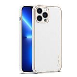 Apple iPhone 12 Pro Max Zebana Gold Design Deri Kılıf Beyaz