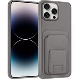 Apple iPhone 12 Pro Uyumlu Kılıf Zebana Flexstand Kartlıklı Silikon Kılıf Gri