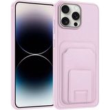 Apple iPhone 12 Pro Uyumlu Kılıf Zebana Flexstand Kartlıklı Silikon Kılıf Rose Gold