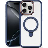 Apple iPhone 12 Pro Uyumlu Kılıf Zebana Magring Standlı Silikon Kılıf Lacivert